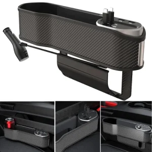 Car Seat Gap Storage Box Organizer Wireless Charger Charging For iPhone Android
